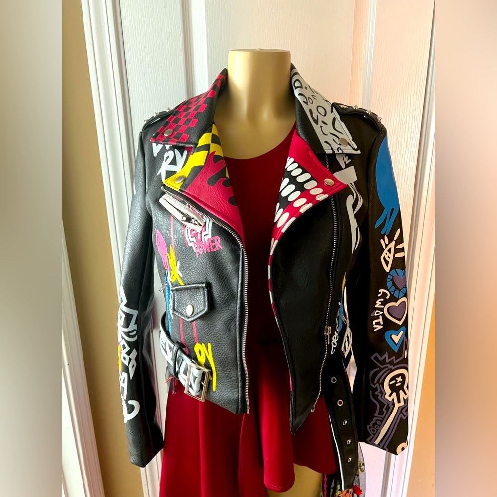 AZALEA WANG Make Art Graffiti Moto Jacket